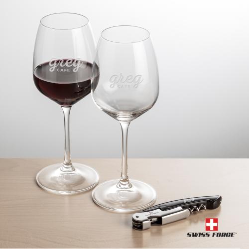 Corporate Recognition Gifts - Etched Barware - Swiss Force&reg; Opener & Oldham Wine