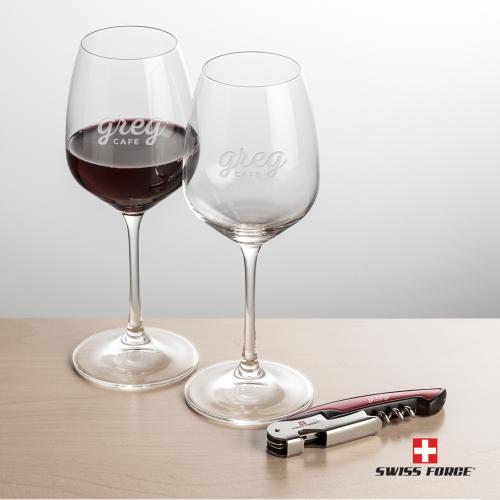 Corporate Recognition Gifts - Etched Barware - Swiss Force&reg; Opener & Oldham Wine