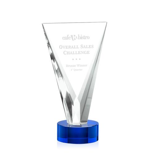 Corporate Awards - Glass Awards - Colored Glass Awards - Mustico Blue Abstract / Misc Crystal Award