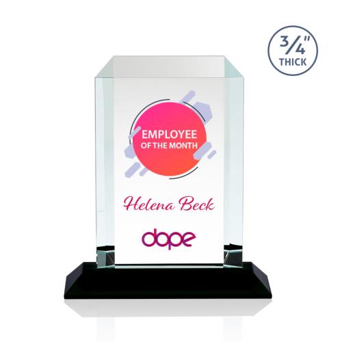 Corporate Awards - Full Color Awards - Dalton Full Color Black Rectangle Crystal Award