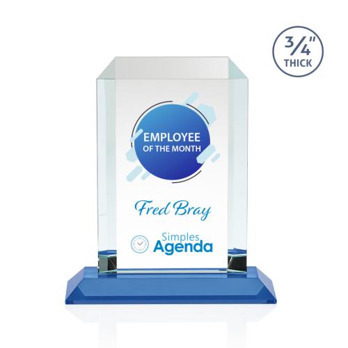 Corporate Awards - Full Color Awards - Dalton Full Color Sky Blue Rectangle Crystal Award