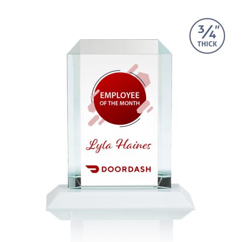 Corporate Awards - Full Color Awards - Dalton Full Color White Rectangle Crystal Award