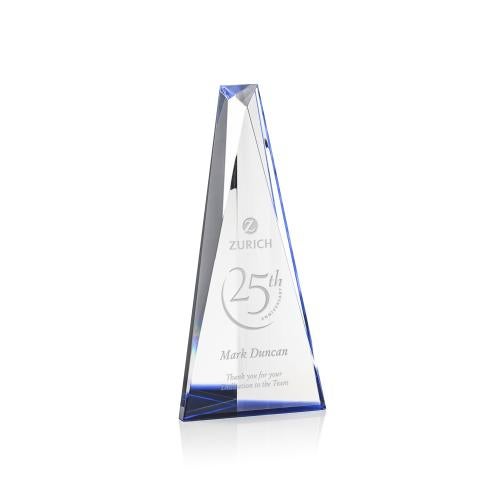 Corporate Awards - Crystal Awards - Colored Crystal - Belize Optical/Blue Obelisk Crystal Award