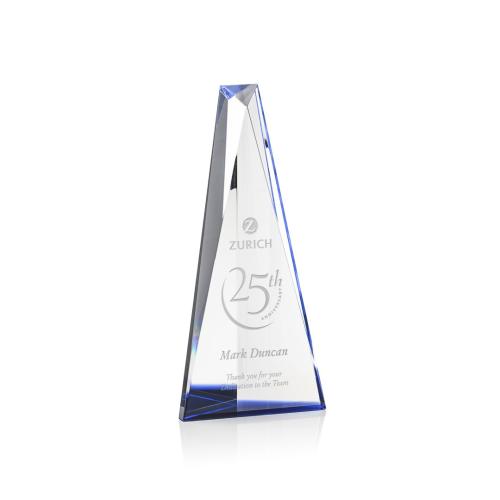 Corporate Awards - Crystal Awards - Crystal Pillar Awards - Belize Optical/Blue Obelisk Crystal Award