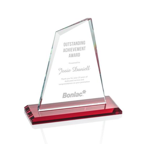 Corporate Awards - Crystal Awards - Colored Crystal - Red Crystal Awards - Summit Red Crystal Award