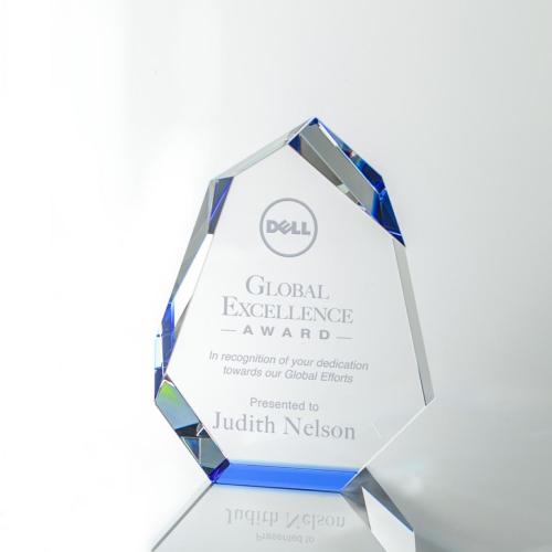 Corporate Awards - Glass Awards - Colored Glass Awards - Norwood Blue  Crystal Award