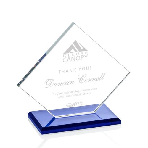 Corporate Awards - Glass Awards - Colored Glass Awards - Huron Blue Diamond Crystal Award