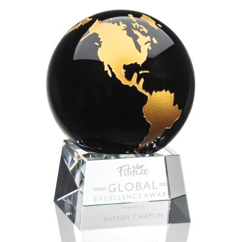 Corporate Awards - Sales Awards - Blythwood Globe Black Spheres Crystal Award