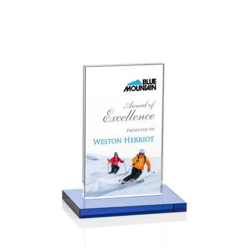 Corporate Awards - Full Color Awards - Heathrow Full Color Sky Blue Crystal Award