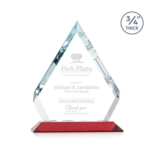 Corporate Awards - Crystal Awards - Colored Crystal - Red Crystal Awards - Apex Red Diamond Crystal Award