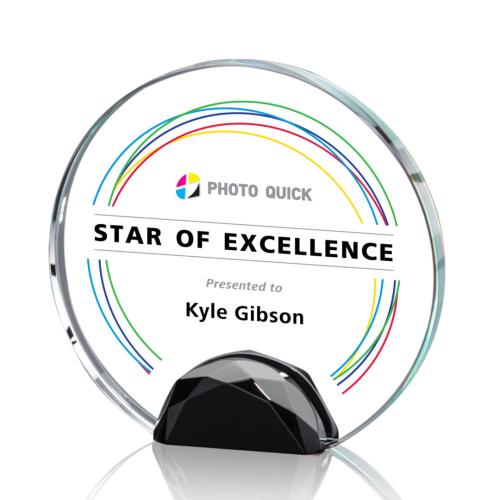 Corporate Awards - Award Shapes - Diamond Awards - Maplin Full Color Black Circle Crystal Award