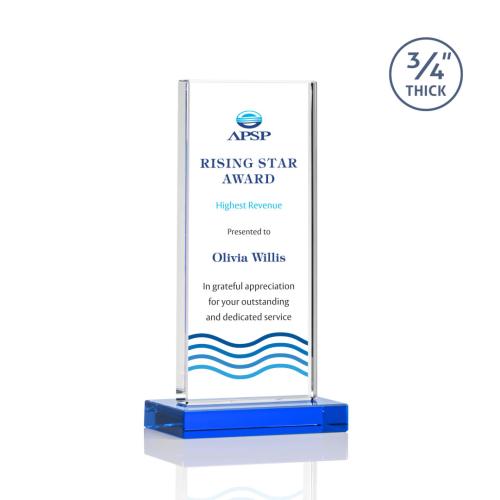 Corporate Awards - Full Color Awards - Arizona Full Color Sky Blue Rectangle Crystal Award