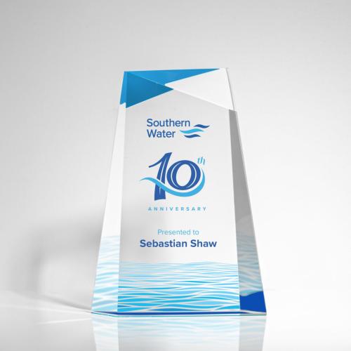 Corporate Awards - Full Color Awards - Blue Topaz Full Color Arch & Crescent Acrylic Award