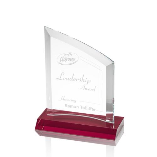 Corporate Awards - Crystal Awards - Colored Crystal - Red Crystal Awards - Templar Red Peak Crystal Award