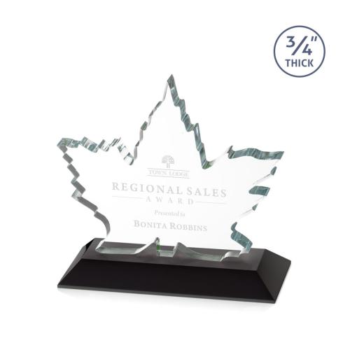 Corporate Awards - Service Awards - Maple Leaf Black  Abstract / Misc Crystal Award