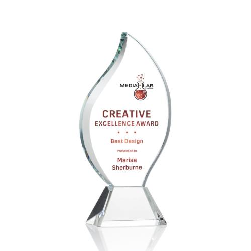 Corporate Awards - Crystal Awards - Crystal Flame Awards - Norina Full Color Clear Flame Crystal Award