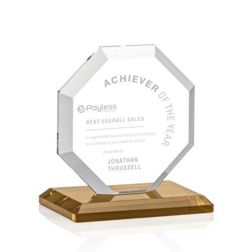 Corporate Awards - Glass Awards - Colored Glass Awards - Leyland Amber Crystal Award