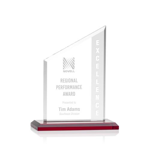 Corporate Awards - Crystal Awards - Colored Crystal - Red Crystal Awards - Conacher Red Peak Crystal Award