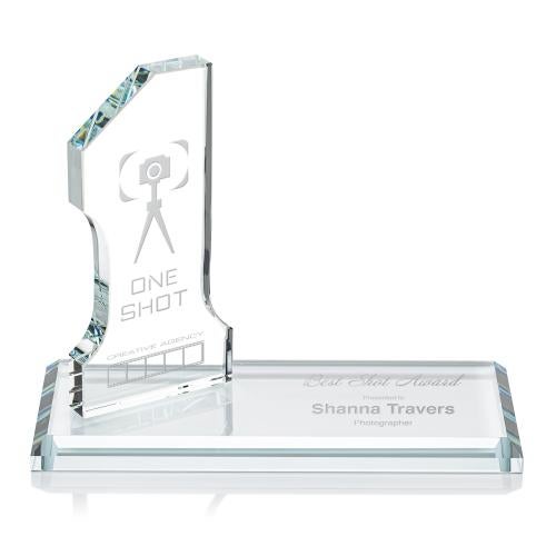 Corporate Awards - Crystal Awards - Colored Crystal - Red Crystal Awards - Northam #1 Deep Etch Number Bamboo Award