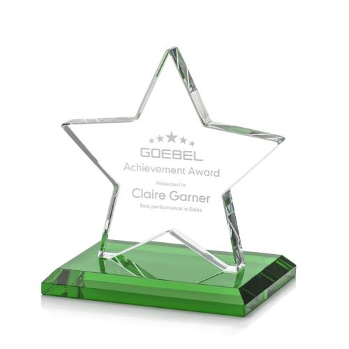 Corporate Awards - Glass Awards - Colored Glass Awards - Sudbury Green Star Crystal Award