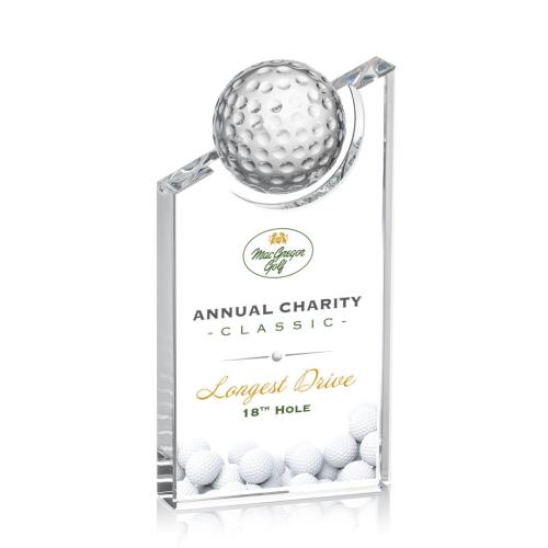 Corporate Awards - Sales Awards - Axis Full Color Golf Peak Crystal Award