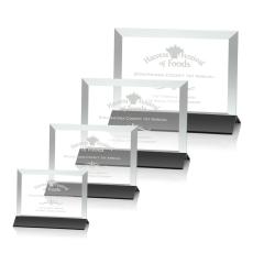 Rainsworth Jade/Black (Horizontal) Rectangle Glass Award - Corporate Awards