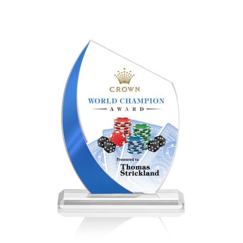 Corporate Awards - Glass Awards - Colored Glass Awards - Wadebridge Full Color  Blue Peak Crystal Award