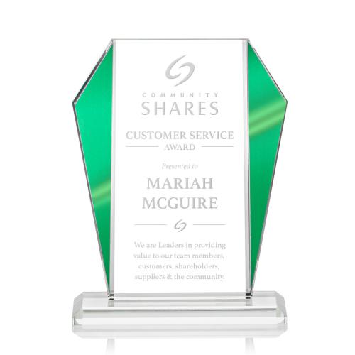 Corporate Awards - Glass Awards - Colored Glass Awards - Newbury Green Arch & Crescent Crystal Award