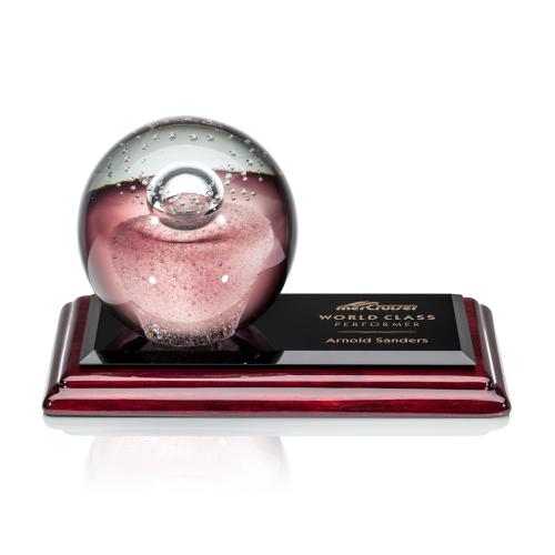Corporate Awards - Modern Awards - Jupiter Spheres on Rosewood Base Glass Award
