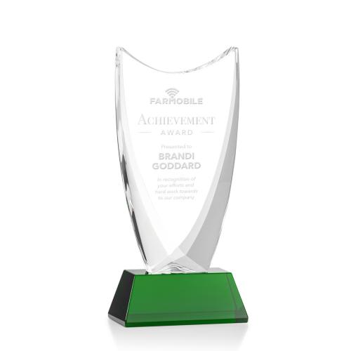 Corporate Awards - Glass Awards - Colored Glass Awards - Dawkins Green Peak Crystal Award