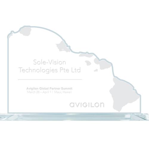 Corporate Awards - Service Awards - State Map  Hawaii Abstract / Misc Glass Award