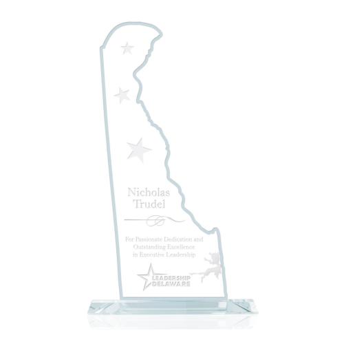 Corporate Awards - Service Awards - State Map  Delaware Abstract / Misc Glass Award