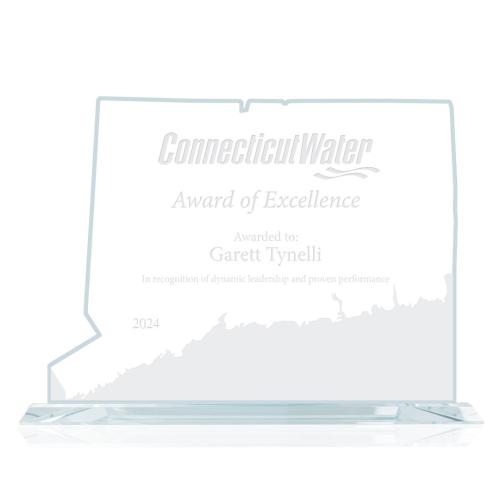 Corporate Awards - Service Awards - State Map  Connecticut Abstract / Misc Glass Award