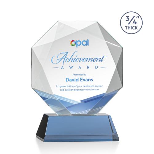 Corporate Awards - Full Color Awards - Bradford Full Color Sky Blue on Newhaven Crystal Award