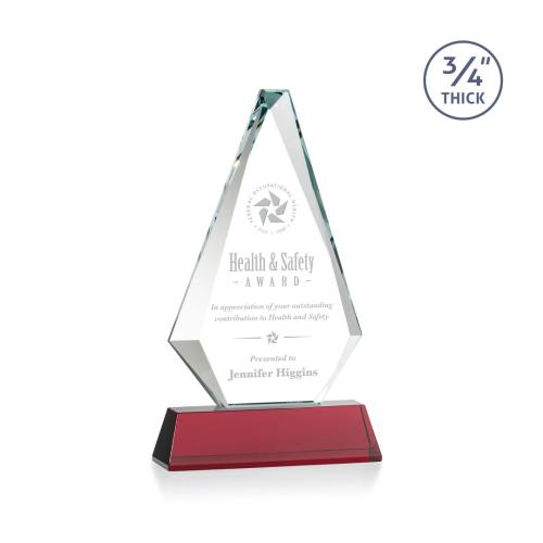 Corporate Awards - Crystal Awards - Colored Crystal - Red Crystal Awards - Windsor Red on Newhaven Diamond Crystal Award