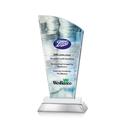 Corporate Awards - Sales Awards - Hansen Full Color White Peak Crystal Award