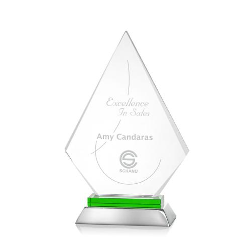 Corporate Awards - Crystal Awards - Metal and Crystal Awards - Valhalla Green Diamond Crystal Award