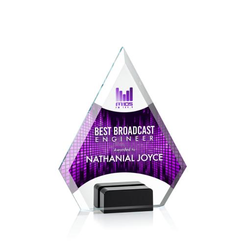 Corporate Awards - Award Shapes - Diamond Awards - Charlotte Full Color Black Diamond Crystal Award