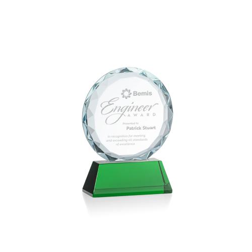 Corporate Awards - Glass Awards - Colored Glass Awards - Stratford Green Circle Crystal Award