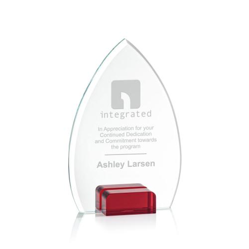 Corporate Awards - Crystal Awards - Colored Crystal - Red Crystal Awards - Aylin Red Arch & Crescent Crystal Award