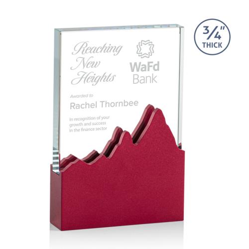 Corporate Awards - Crystal Awards - Colored Crystal - Red Crystal Awards - Sutton Rectangle Crystal Award