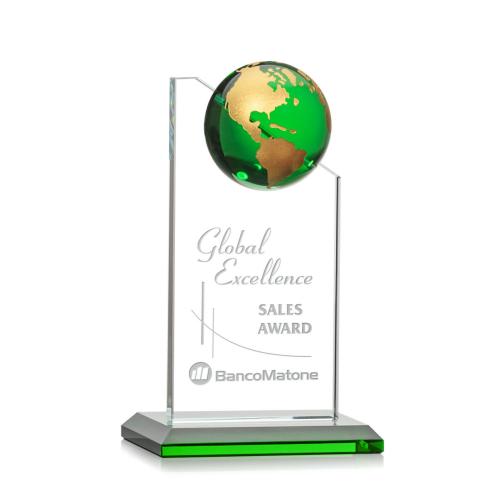 Corporate Awards - Sales Awards - Arden Globe Green/Gold Spheres Crystal Award