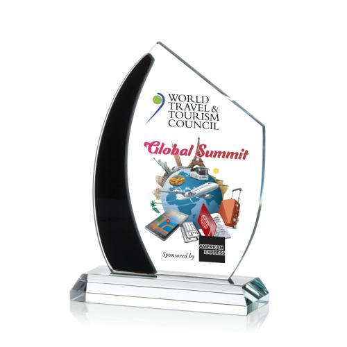 Corporate Awards - Sales Awards - Hausner Full Color Black Peak Crystal Award