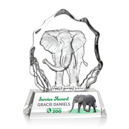 Corporate Awards - Crystal Awards - Colored Crystal - Red Crystal Awards - Ottavia Elephant Full Color Animals Crystal Award