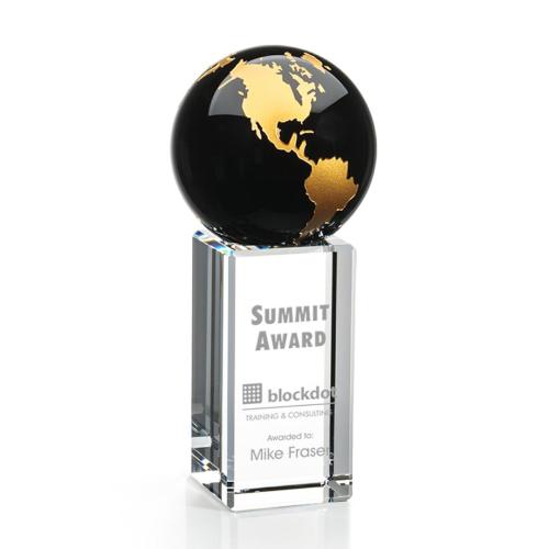 Corporate Awards - Sales Awards - Luz Globe Black/Gold Spheres Crystal Award