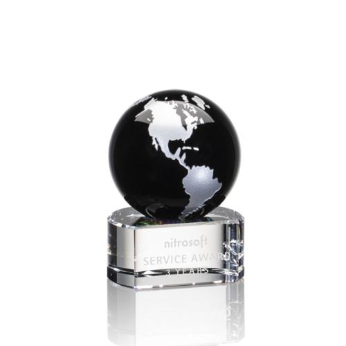 Corporate Awards - Sales Awards - Dundee Globe Black/Silver Spheres Crystal Award