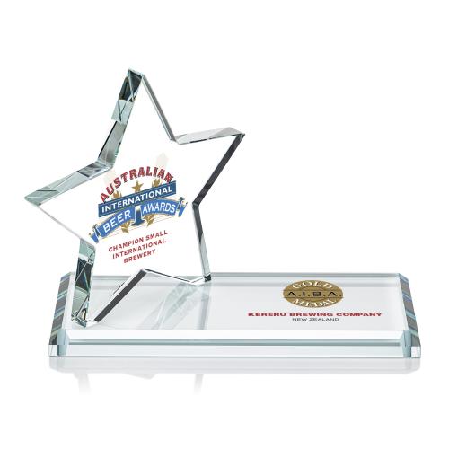 Corporate Awards - Crystal Awards - Colored Crystal - Red Crystal Awards - Northam Full Color Star Bamboo Award