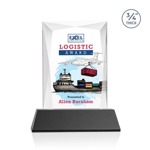 Corporate Awards - Full Color Awards - Messina Full Color Blackon Newhaven Base Rectangle Crystal Award