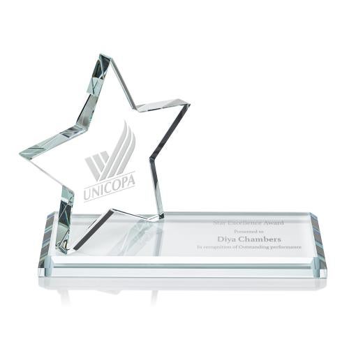 Corporate Awards - Crystal Awards - Colored Crystal - Red Crystal Awards - Northam Deep Etch Star Award