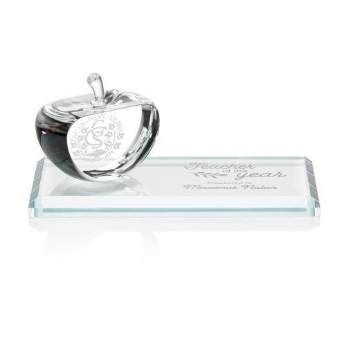 Corporate Awards - Crystal Awards - Colored Crystal - Red Crystal Awards - Northam Apple Deep Etch Apples Award